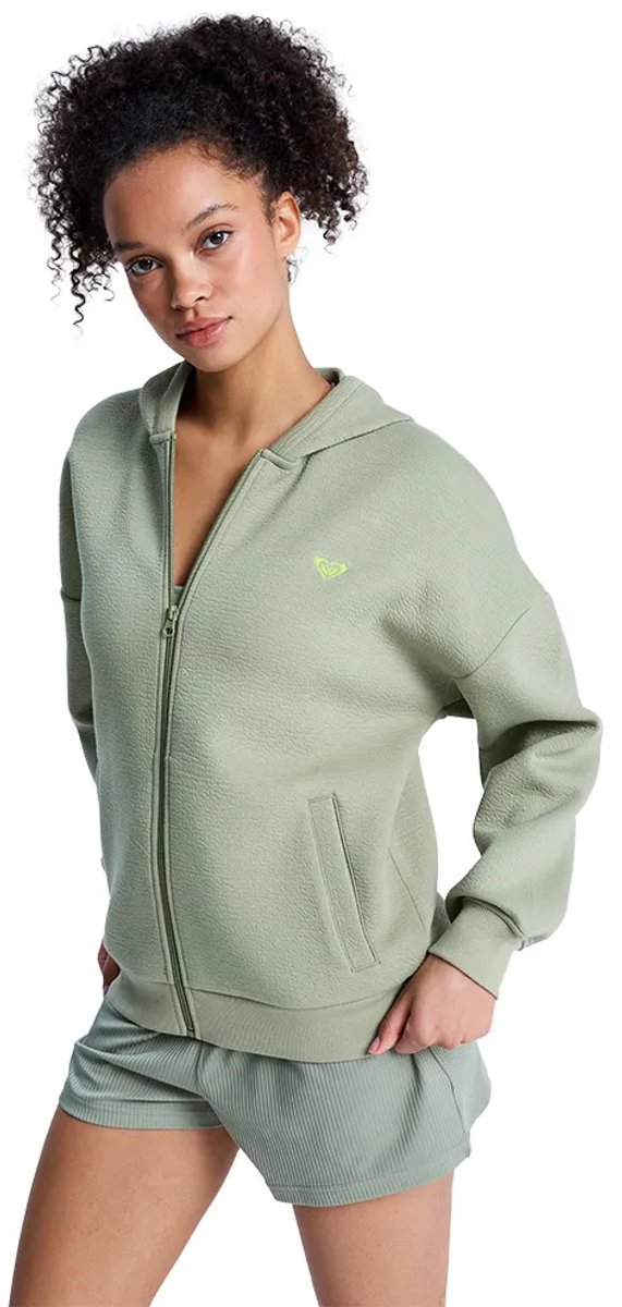 Roxy Rise & Vibe Textured Sweatshirt Met Rits S Vrouw Groen