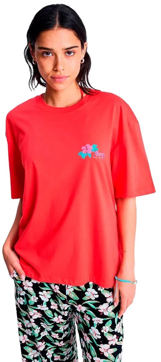 Roxy Hangloose Poster T-shirt Met Korte Mouwen L Vrouw Hibiscus