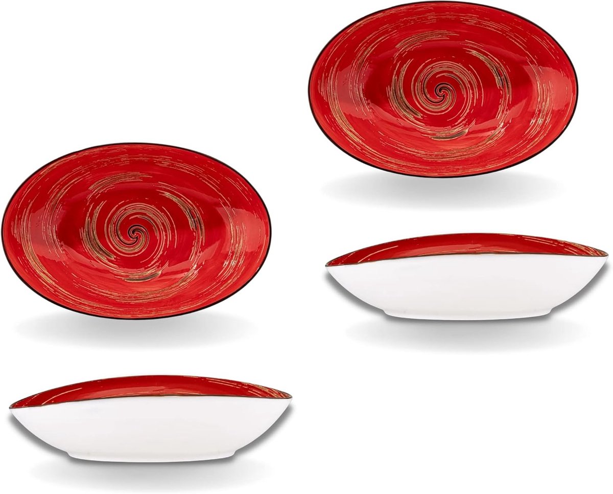 Spiraal kommen - Schalen set - Eten serveren - Modern design - 25 x 16.5 cm - Rood