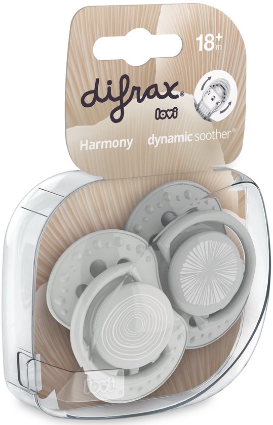 Difrax LOVI Dynamische Fopspeen 18+ Maanden - Grijs - 2 Stuks, Siliconen Speen, Gemakkelijk te Accepteren van Difrax — afbeelding 3