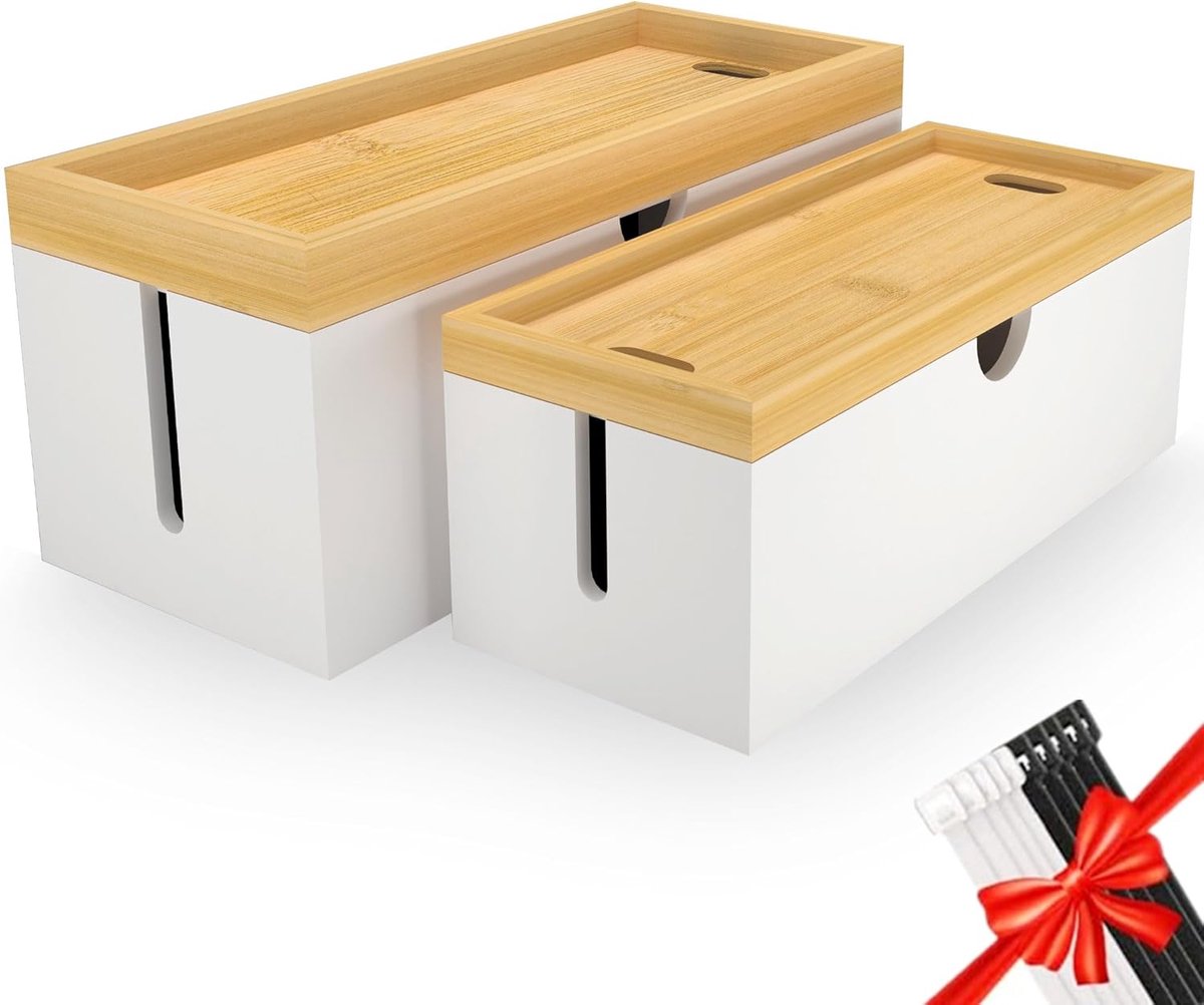 Kabelbeheer Doos - Snoer Organizer - Thuis Kantoor - Geen Montage Nodig - 32cm Lengte - Wit
