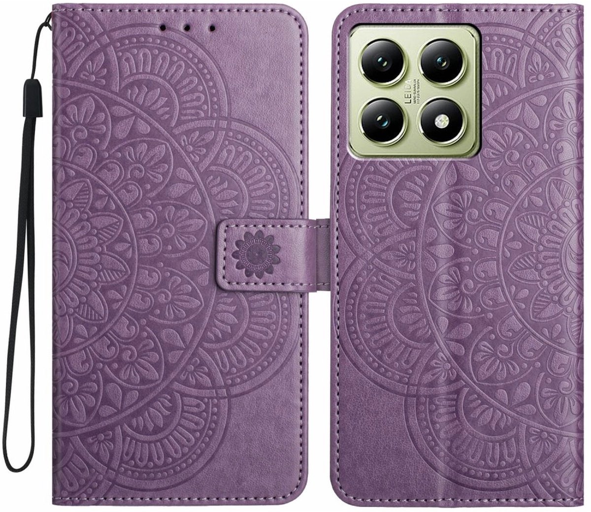 Mandala Book Case Geschikt voor Xiaomi 15T - Hoesje met Pasjeshouder Paars