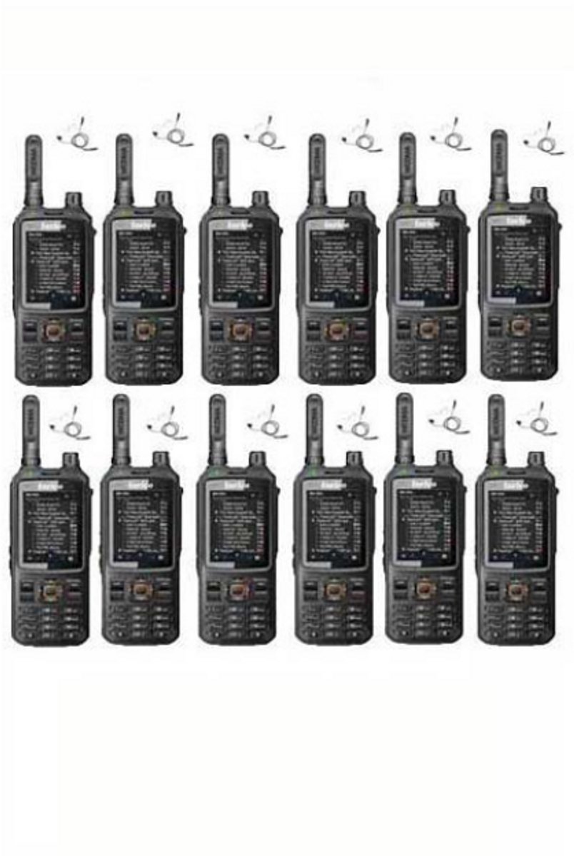 Set van 12 Inrico T320 V2 4G LTE Zello Portofoon, GPS, Wifi met beveiliging oortje