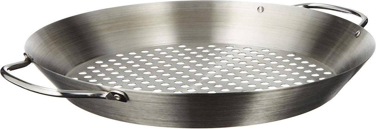 Grillpan met handgrepen - BBQ pan - Buiten koken - Inclusief deksel - 30 cm diameter - Zilver