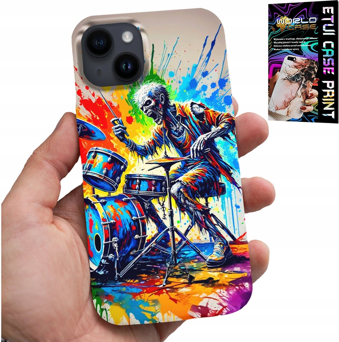 iPhone 15 hoesje - Rock Drums Skeleton Cover