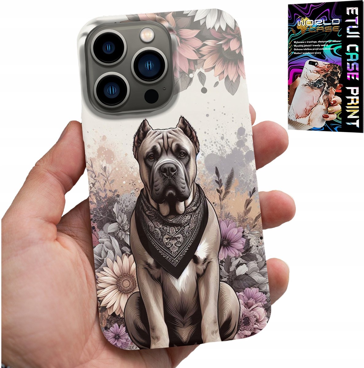 HOESJE VOOR IPHONE 15 PRO - HONDENRASSEN EN HONDENPATRONEN + FOLIE