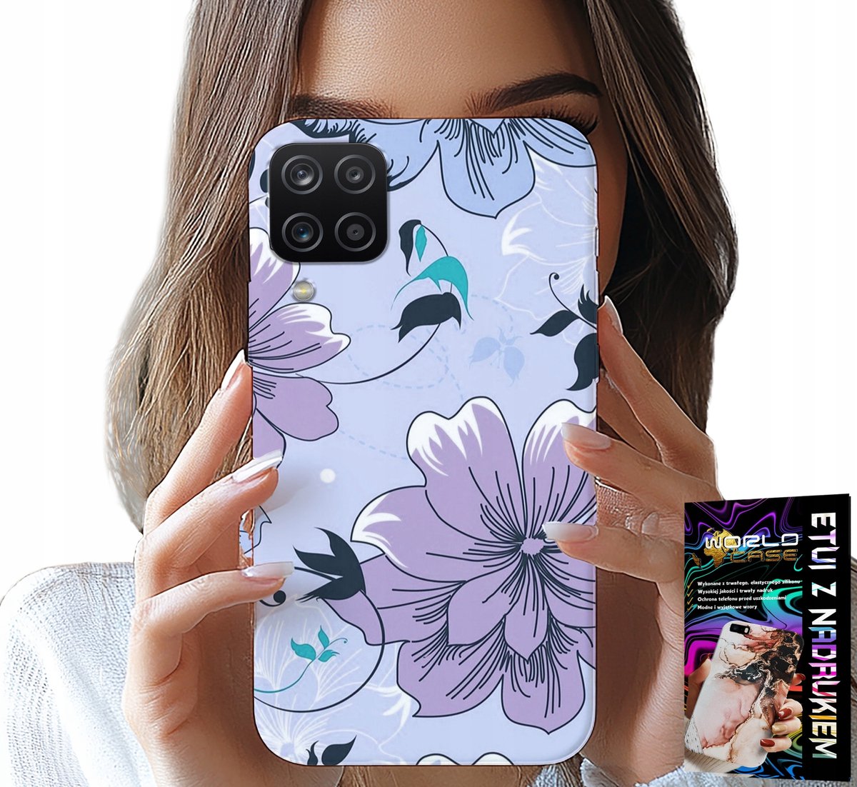 HOESJE VOOR SAMSUNG GALAXY A22 5G - BLOEMEN, MODIEUZE PATRONEN, ACHTERKANT