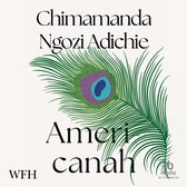 Boekomslag van "Americanah" met een pauwenveer en de tekst "Chimamanda Ngozi Adichie".