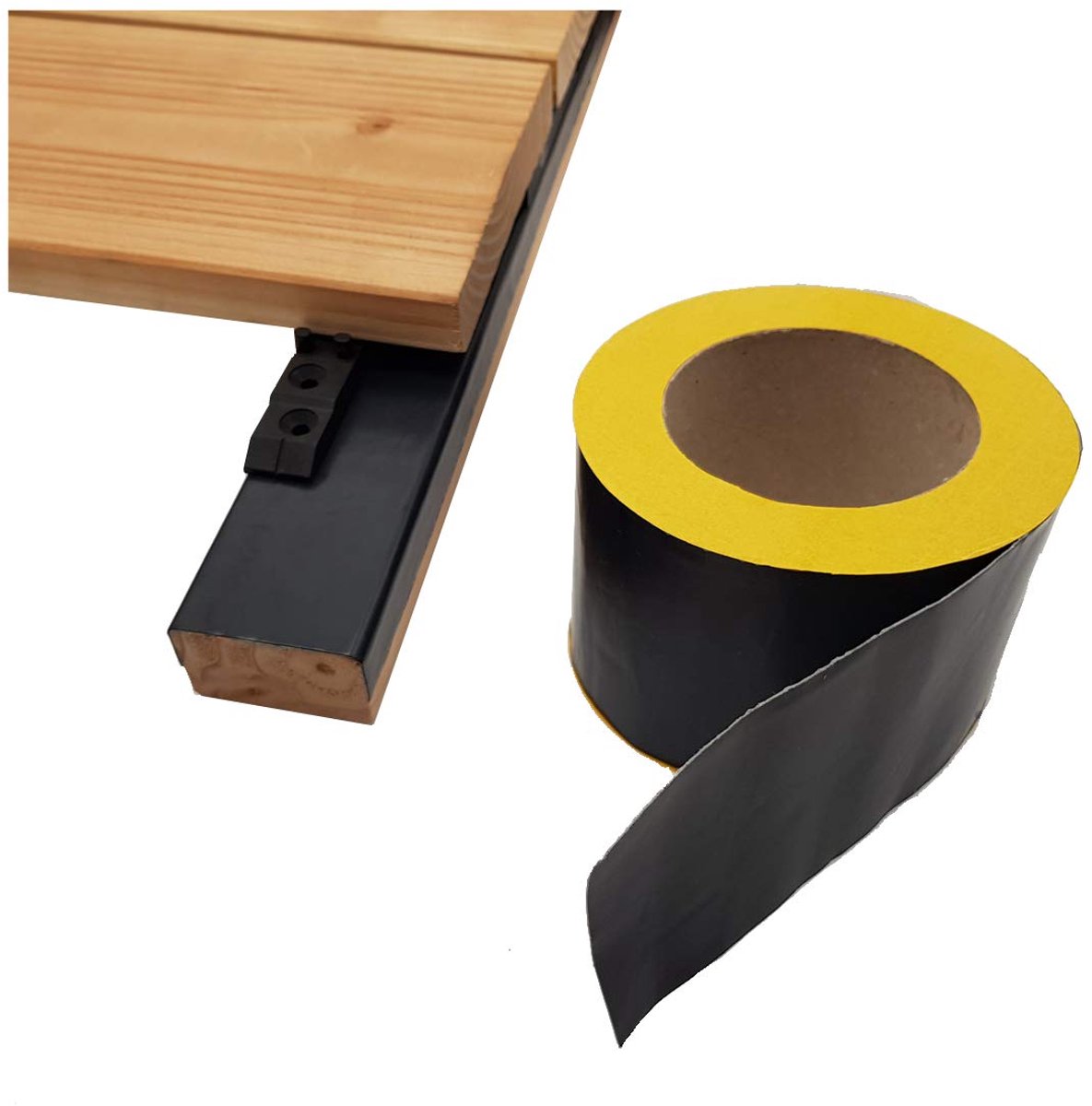Terrassen Afdektape - Hout Bescherming - Onderconstructie Afdichten - Waterdicht Elastisch - 10m x 75mm - Zwart