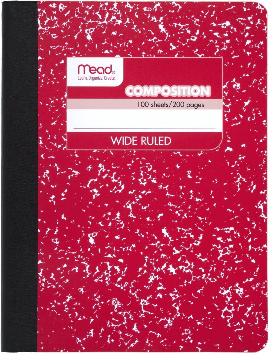 Compositie Notitieboek - Schrijfboek - Notities Maken - Klassiek Marmer Design - 9-3/4 x 7-1/2 - Rood