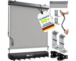 tillvex® Verticale zonwering 200 x 250 cm voor buiten en binnen met Afdekking | Buitenrolgordijn waterdicht met handslinger voor balkon, terras en tuin | Balkonrolgordijn Zonwering van aluminium