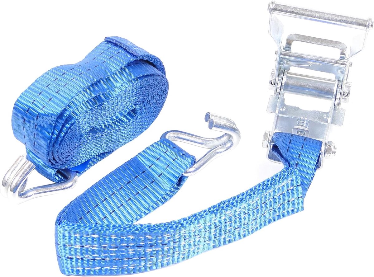 Spanband met ratel - Sjorband polyester - Veilig transport - EN12195-2 gecertificeerd - 3.5 meter lengte - Blauw