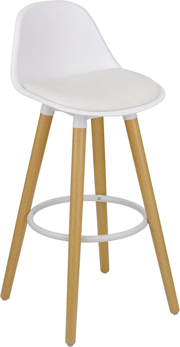 Kruk met rugleuning - Barkruk kussen - Bar keuken - Modern design - 40 x 92 x 42 cm - Wit