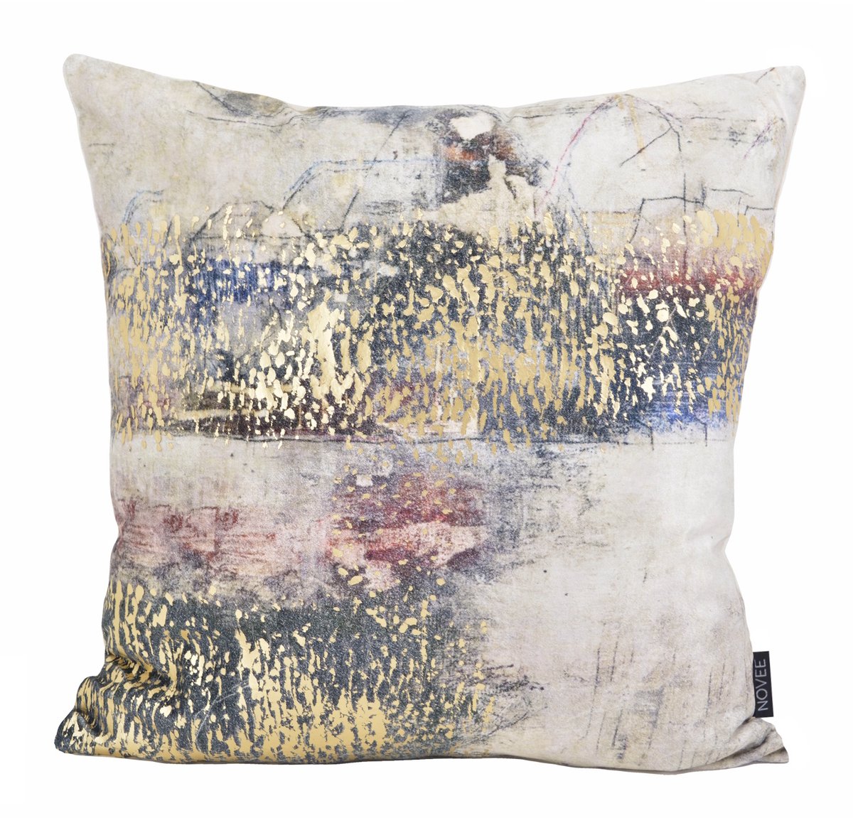 NOVÉE Sierkussen Loué Rush | 45 x 45 cm | Velvet/Viscose Grijs/Goud