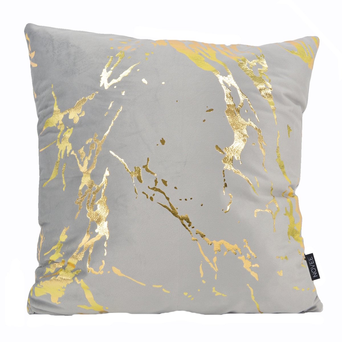 NOVÉE Sierkussen Metallic Marble Grey | 45 x 45 cm | Velvet/Polyester Grijs