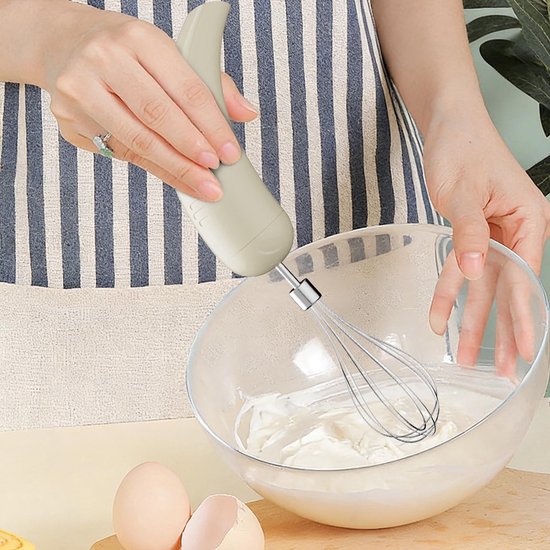 Draadloos oplaadbare handmixer, draagbare elektrische garde (met 5 snelheidsstanden), krachtige mixer Geschikt voor het bakken van taarten, crèmes en desserts, een geweldig hulpmiddel Geschikt voor thuiskoken en doe-het-zelfkeukens (beige). van Merkloos — afbeelding 2