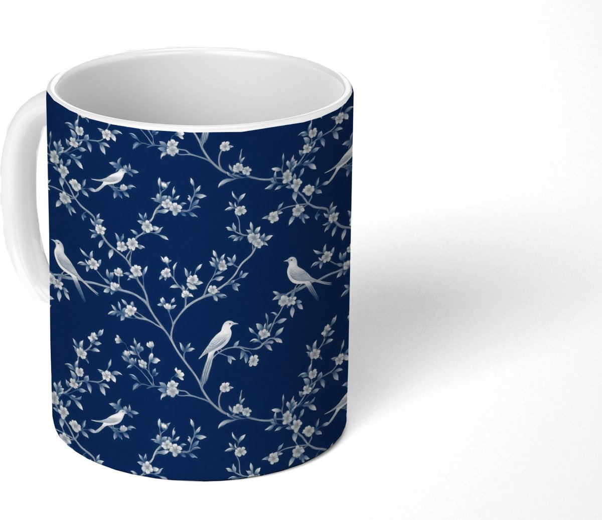 Mok - Koffiemok - Grafisch - Bloesemtak - Blauw - Mokken - 350 ML - Beker - Koffiemokken - Theemok