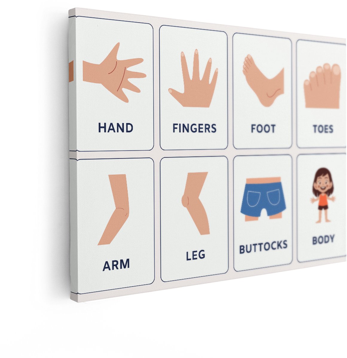 Artaza Canvas Schilderij Educatieve Kaarten - 40x30 cm - Wanddecoratie Kinderkamer - Muurd