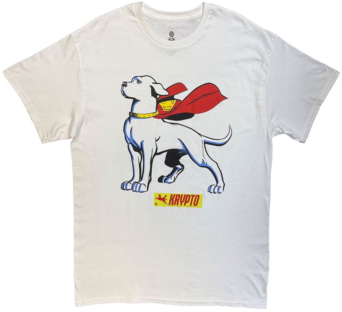 DC Comics - Superman Krypto Cape Heren Tshirt - L - Wit