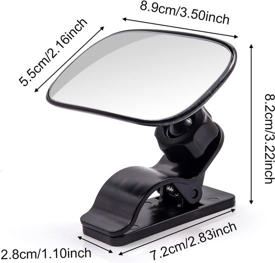 ECTEATOY® Auto Achterbankspiegel Baby - 360° Verstelbare Groothoekspiegel - Universeel voor Binnen en Kinderwagen - Zwart — afbeelding 2