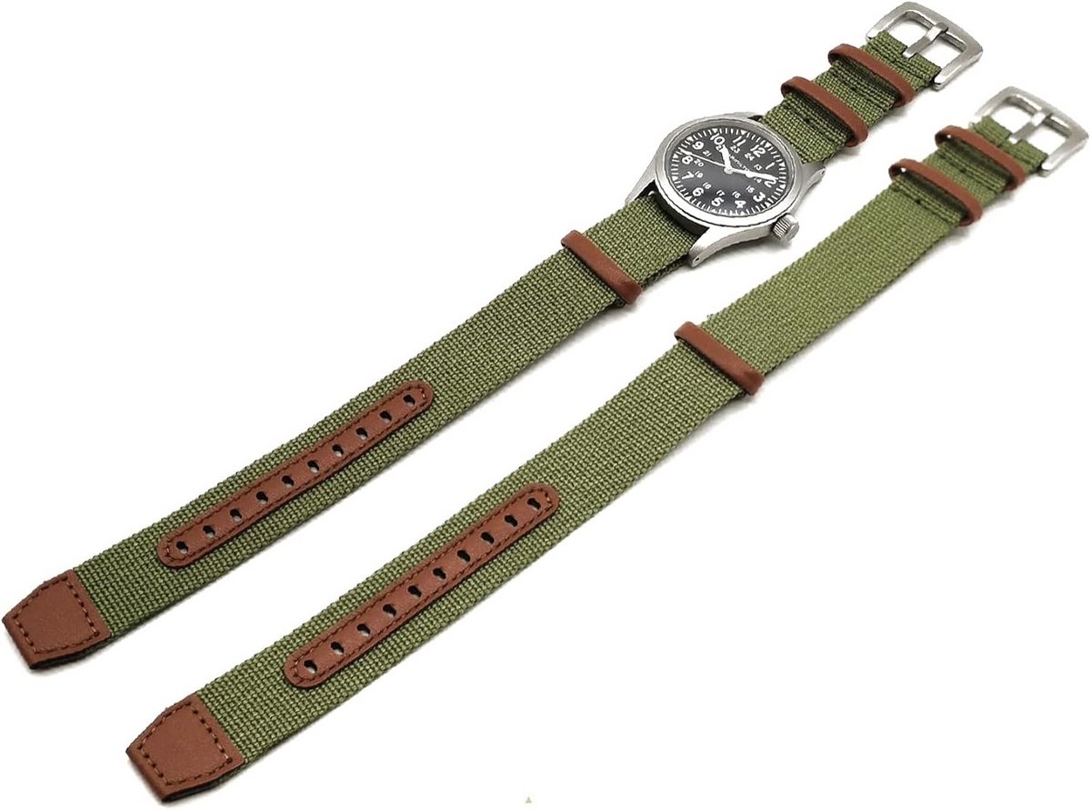Nato G10 Horlogeband 20-22mm Nylon Leer Militaire Stijl