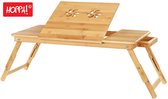 Hoppa! Laptoptafel, notebookstandaard - laptopstandaard - bedtafel - notebooktafel - in hoogte verstelbaar - opvouwbaar - Bamboe - Bruin - 35 x 89 x 29 cm