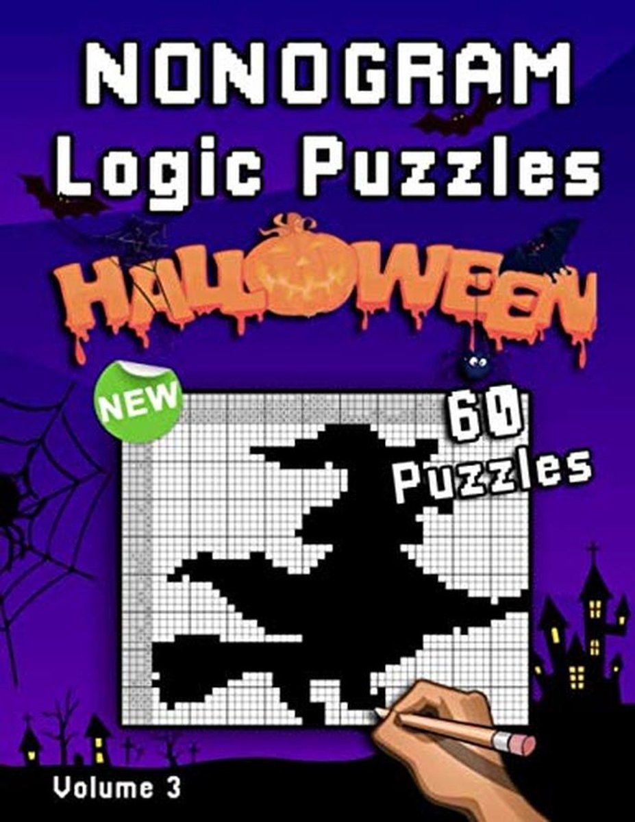 Halloween Puzzelboek Nonogram: Uitdagende Logische Prentpuzzels en Hanjie Spelletjes
