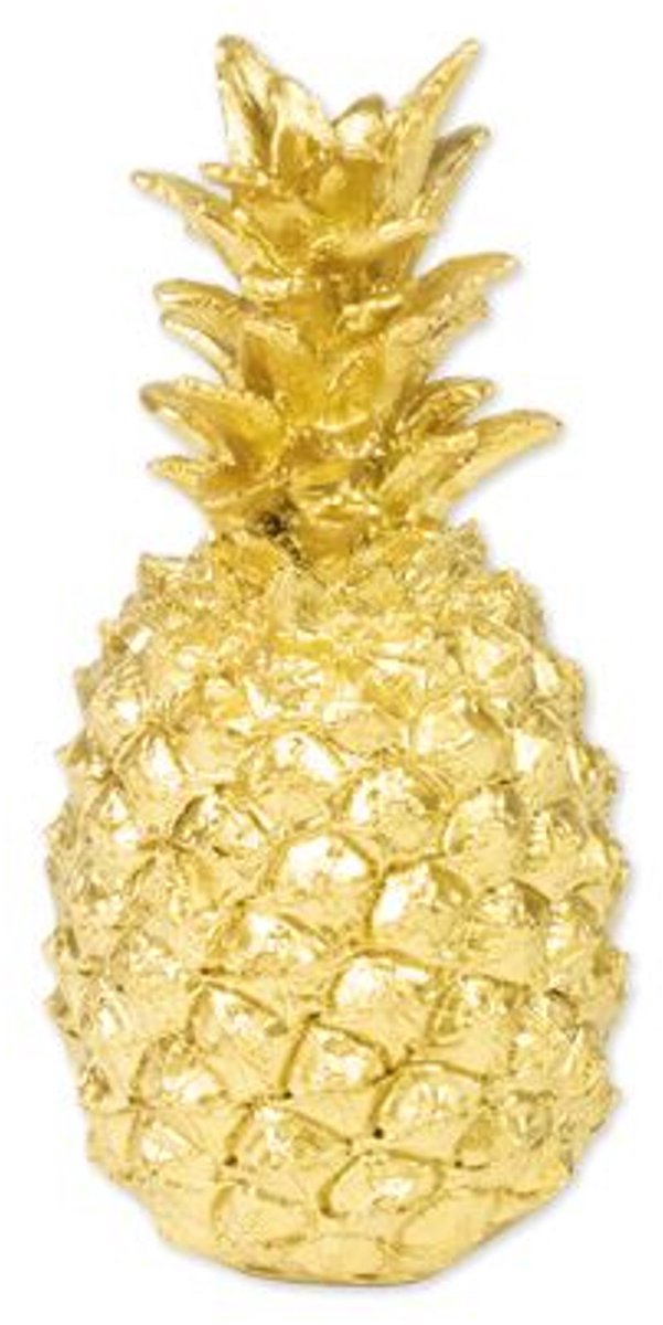 ARTYFETES - Decoratieve ananas van goudkleurig hars 18 cm jungle thema