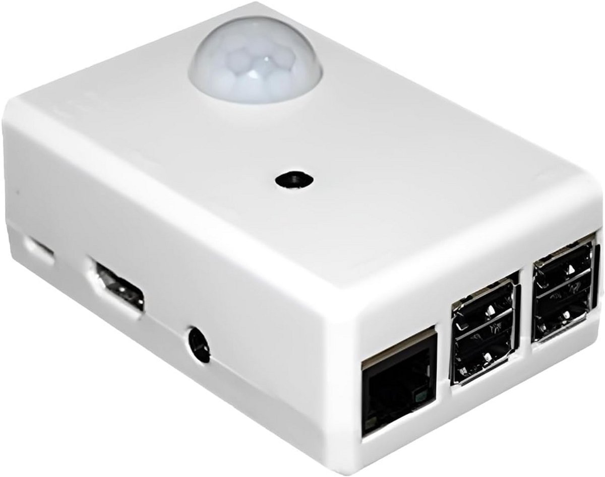 Raspberry Pi 2 Behuizing Wit met Montagepunten voor PIR Sensor en Camera Module