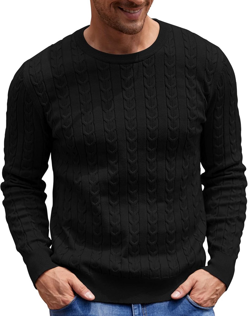 Heren Trui Ronde Hals Kabelgebreid Comfortabel Slim Fit Sweater