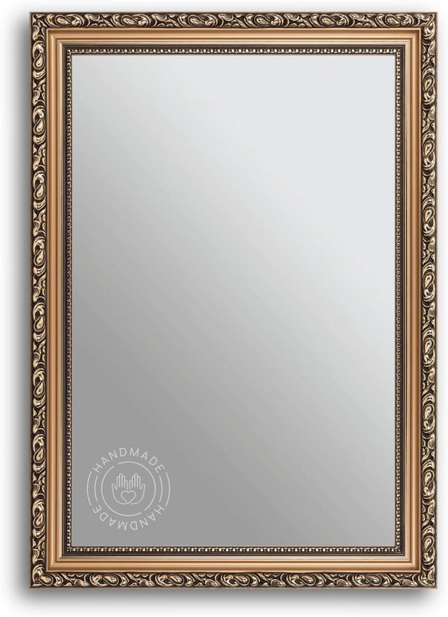 Grote Antieke Wandspiegel 60x180 cm met Sierlijke Bronze Frame | Shabby Chic Vintage Barok | Staande of Hangende Spiegel