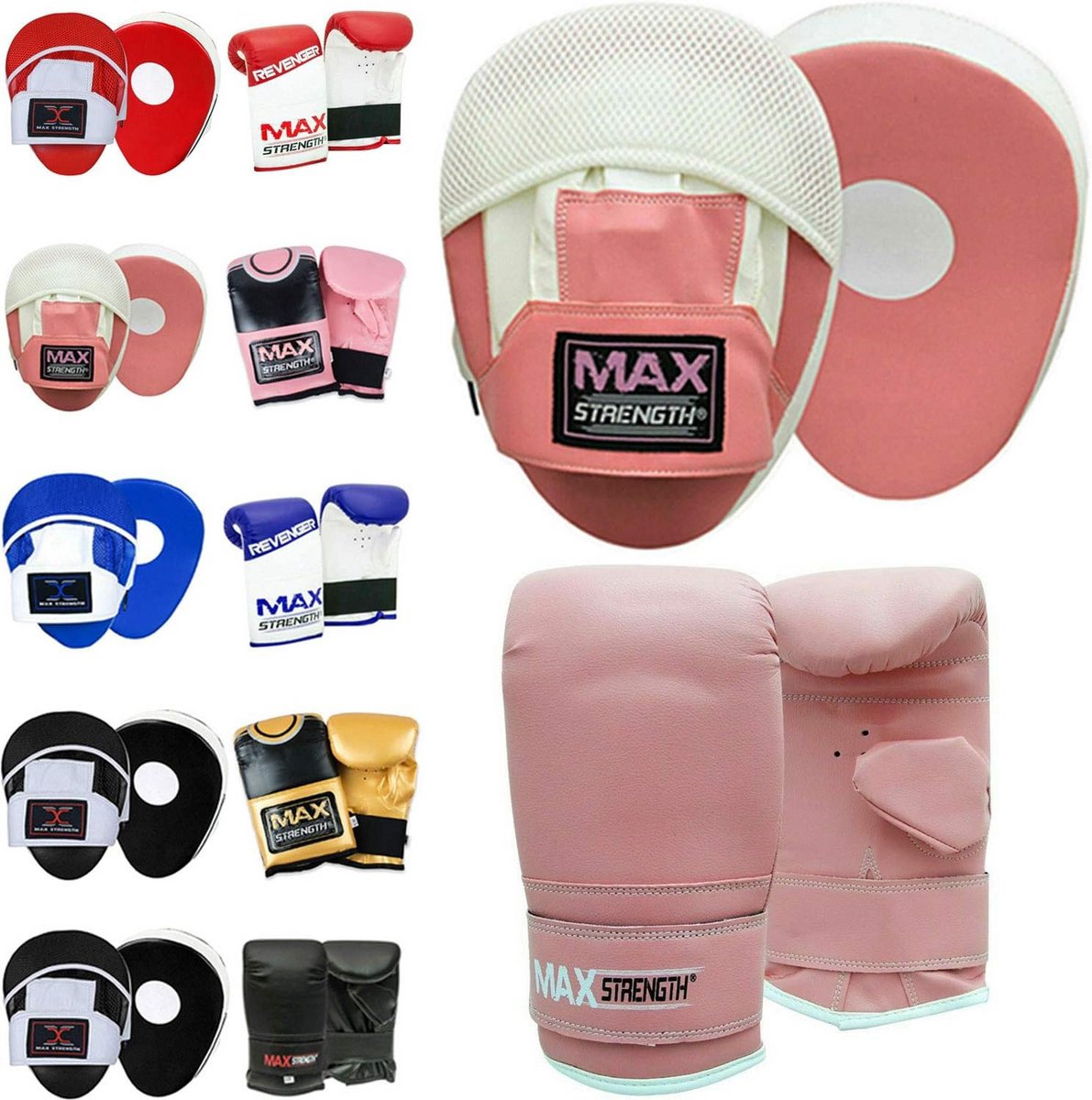 Focus Pad en Bokshandschoenen - Trainingsset Vechtsport - Sparring en Training - Schokabsorberend Schuim - Junior - Roze