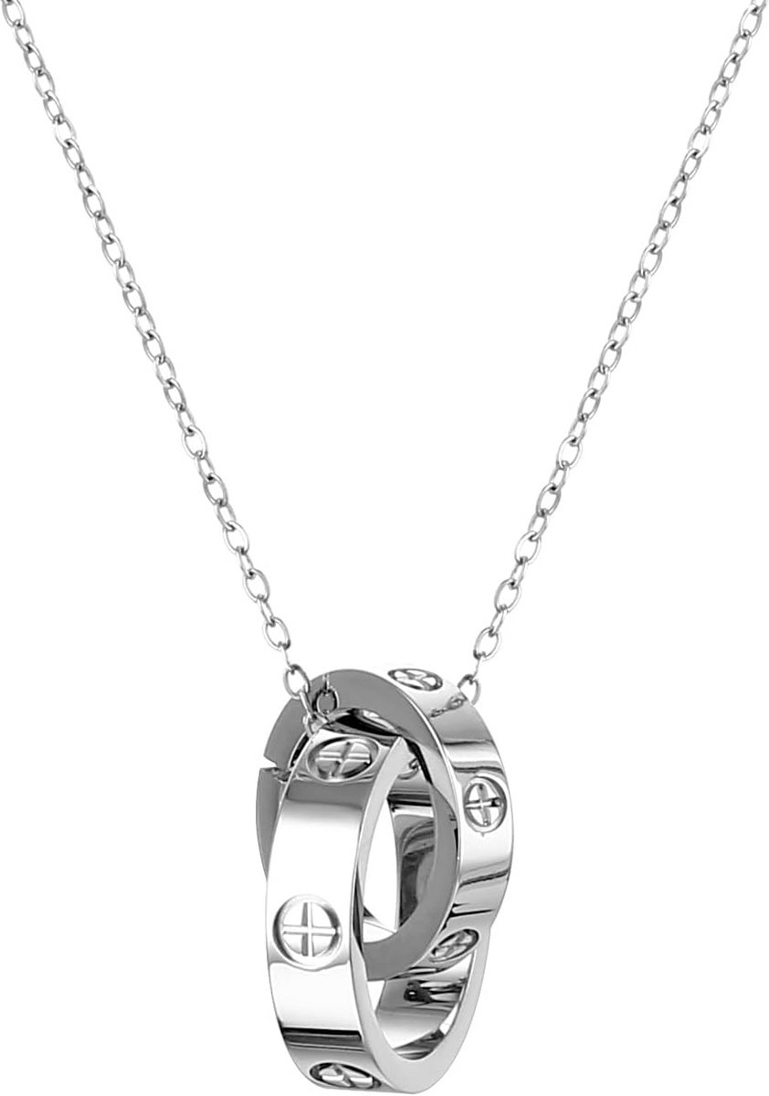 Damesketting RVS Armband 18K Verguld Tweekleurig Schakelontwerp