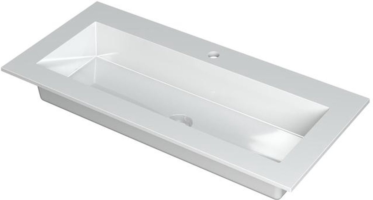 INK Kraft Wastafel Enkele Bak 1 Kraangat - 1000x450x10 mm - Glans Wit