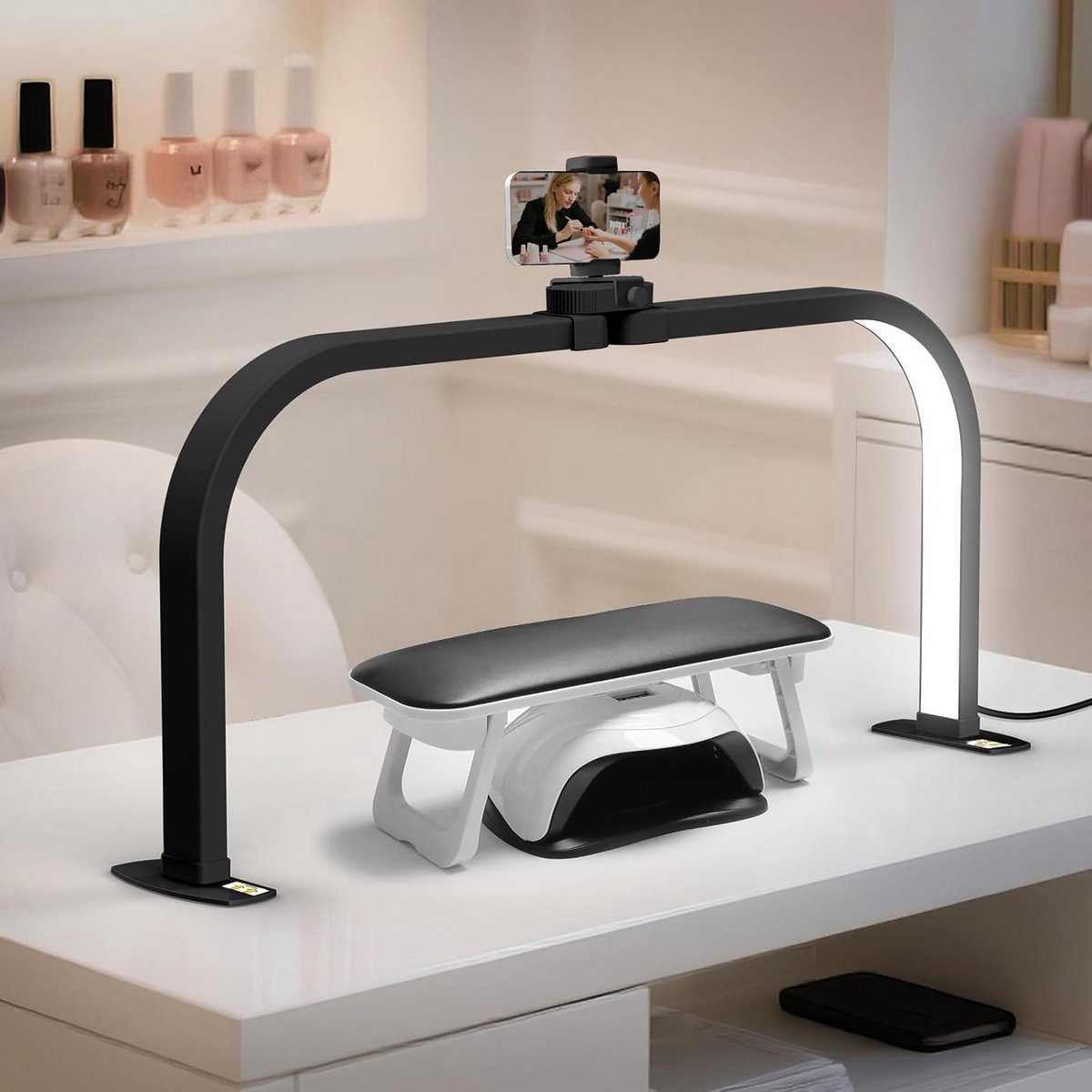 Oplaadbare Halve Maan Nagellamp met Telefoonhouder voor Manicure en Werk
