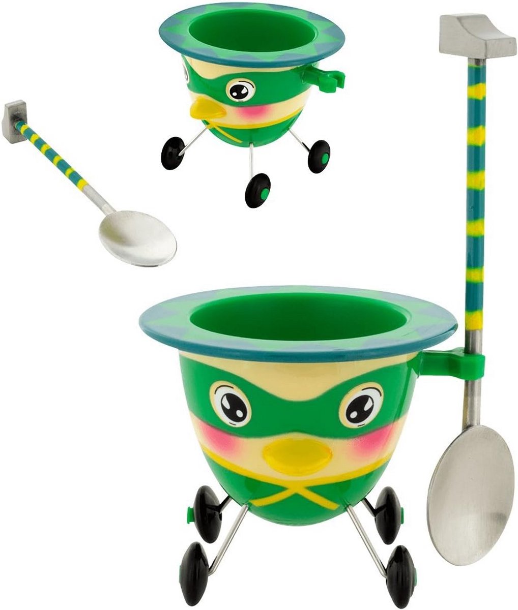 Eierdopje Set met Hamer en Lepel - RVS en Kunststof