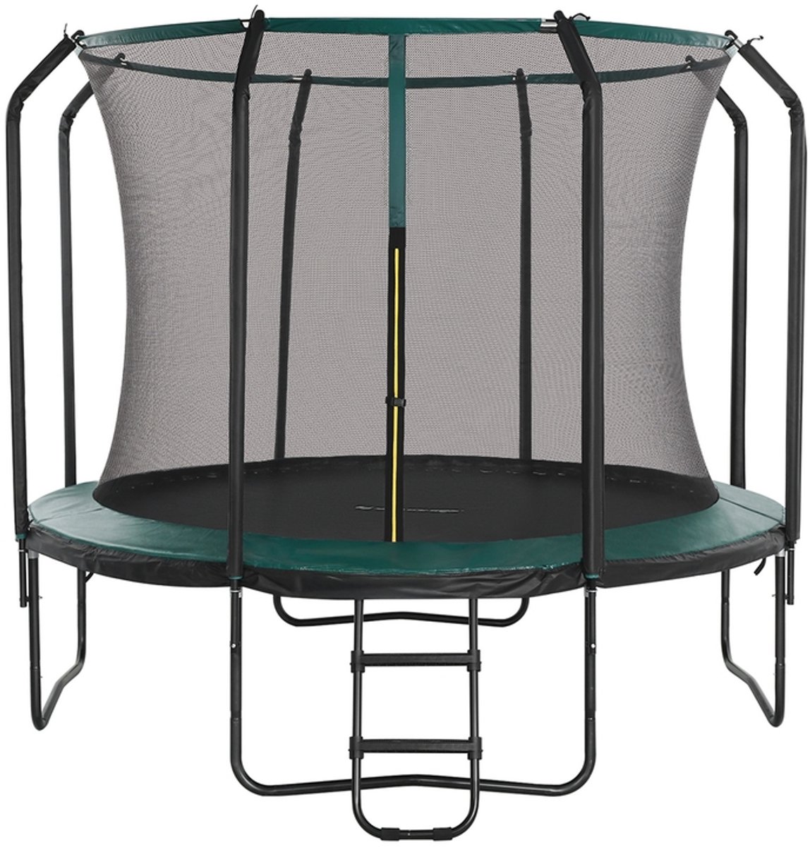 Trampoline – 305 cm – Ronde tuintrampoline met veiligheidsnet en ladder – Zwart-Donkergroen