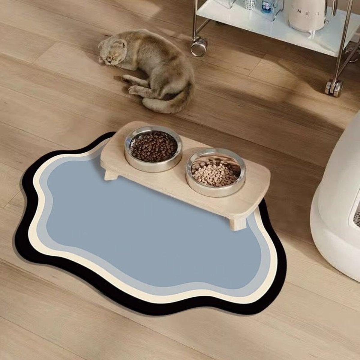 Voermatten voor katten en honden - vloermatten - spatwaterdichte en vlekbestendige voermatten - schattige dierenmatten met cartoonprint - eenvoudige en uniek gevormde vloermatten - gemakkelijk schoon te maken en antislip keukenmatten - 40*50cm