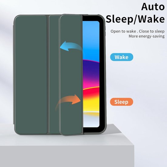 Casemania Stylus en Hoes Geschikt voor Apple iPad 2025 (A16) - Donker Groen - Universeel Stylus Pen - Smart Cover met Pencil Slot Uitsparing van Merkloos — afbeelding 3