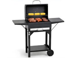 Cheqo® Houtskool Bbq - Barbecue Op Wielen - Houtskool Bbq Met Deksel - Bbq Trolley - Zwarte Houtskool Bbq - Houtskool Grill - Buiten Barbecue
