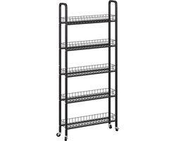 Vicco Rolivo Verrijdbaar ladeblok – 58 x 15 cm met 5 compartimenten Zwart