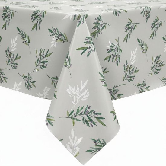 Protecttable - Toile Cirée Branches d'Olivier 140x100cm - Nappe Lavable - Plastique