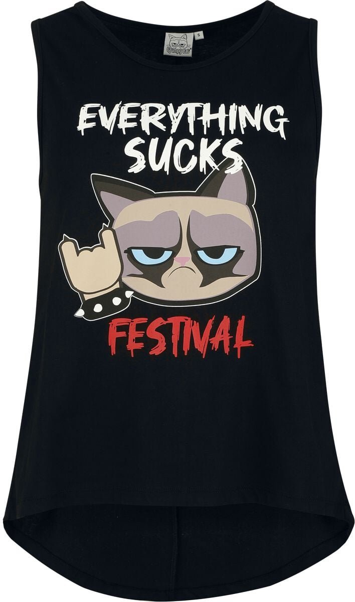 Grumpy Cat Everything Sucks - Festival Dames Top - zwart - XXL
