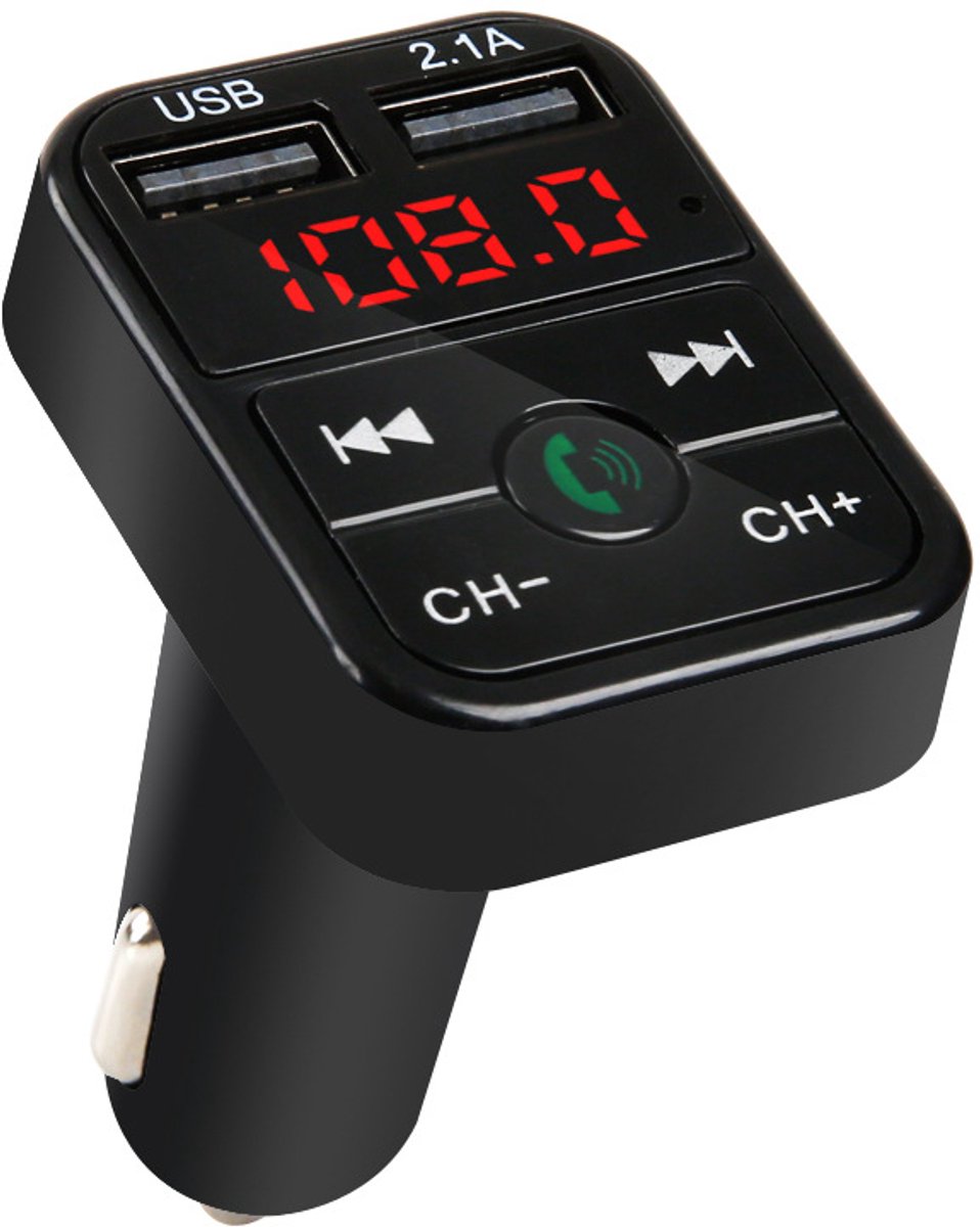 Auto Bluetooth FM-zender, radioadapter, USB-oplader, MP3-speler - Zwart