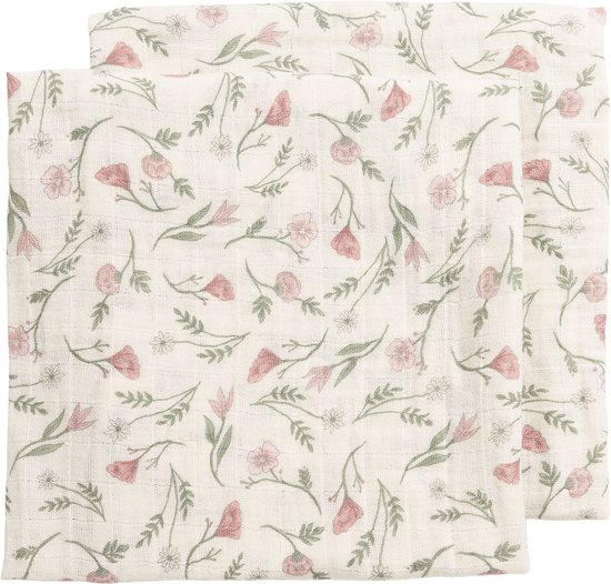 Hydrofiele doeken pre-washed Flower Multicolour 30x30cm - 2-Pack — afbeelding 2
