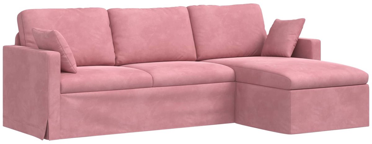 vidaXL Bank - Roze - 228 - x - 134 - x - 80 - cm - Fluweel