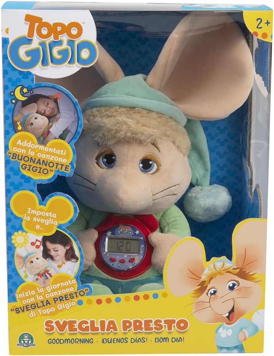 Muis Gigio Wekker met Digitale Klok en Twee Originele Songs