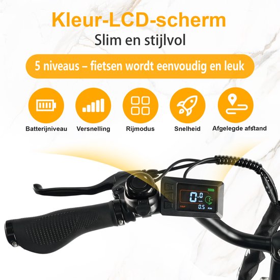 TTGO Elektrische Fiets - Tot 120 km Actieradius - 18Ah Accu - 26" stadsfiets - Shimano 7 Versnellingen - LCD Display - zilver van TTGO — afbeelding 3