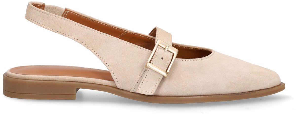 No Stress - Dames - Beige suède slingbacks - Maat 42