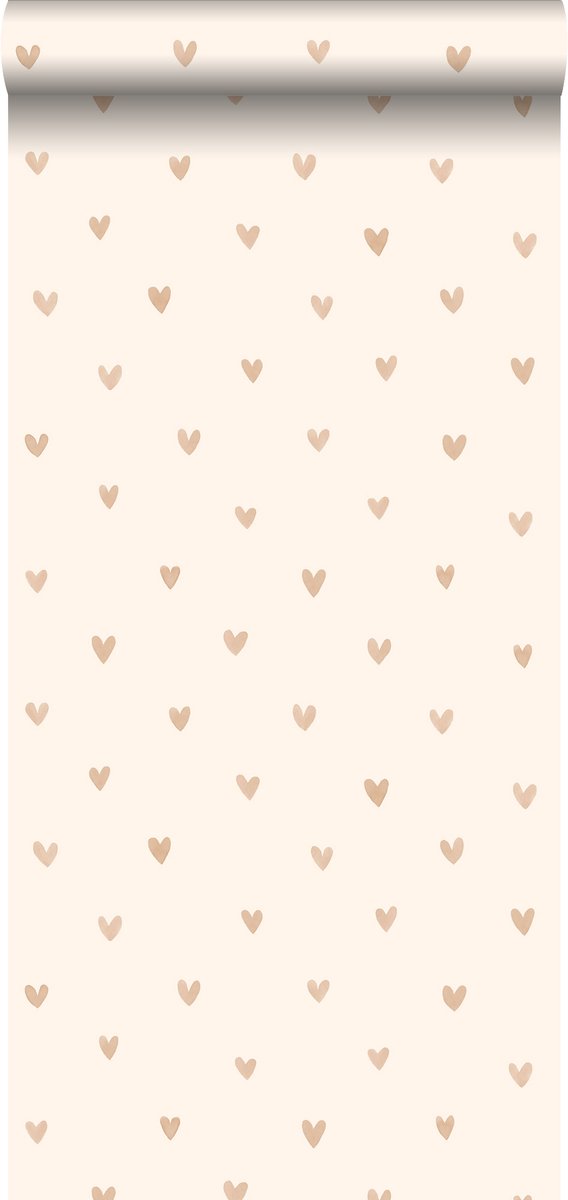 Proefstaal Walls4You behang confetti hartjes beige en goud - 26,5 x 21 cm - 935291-S